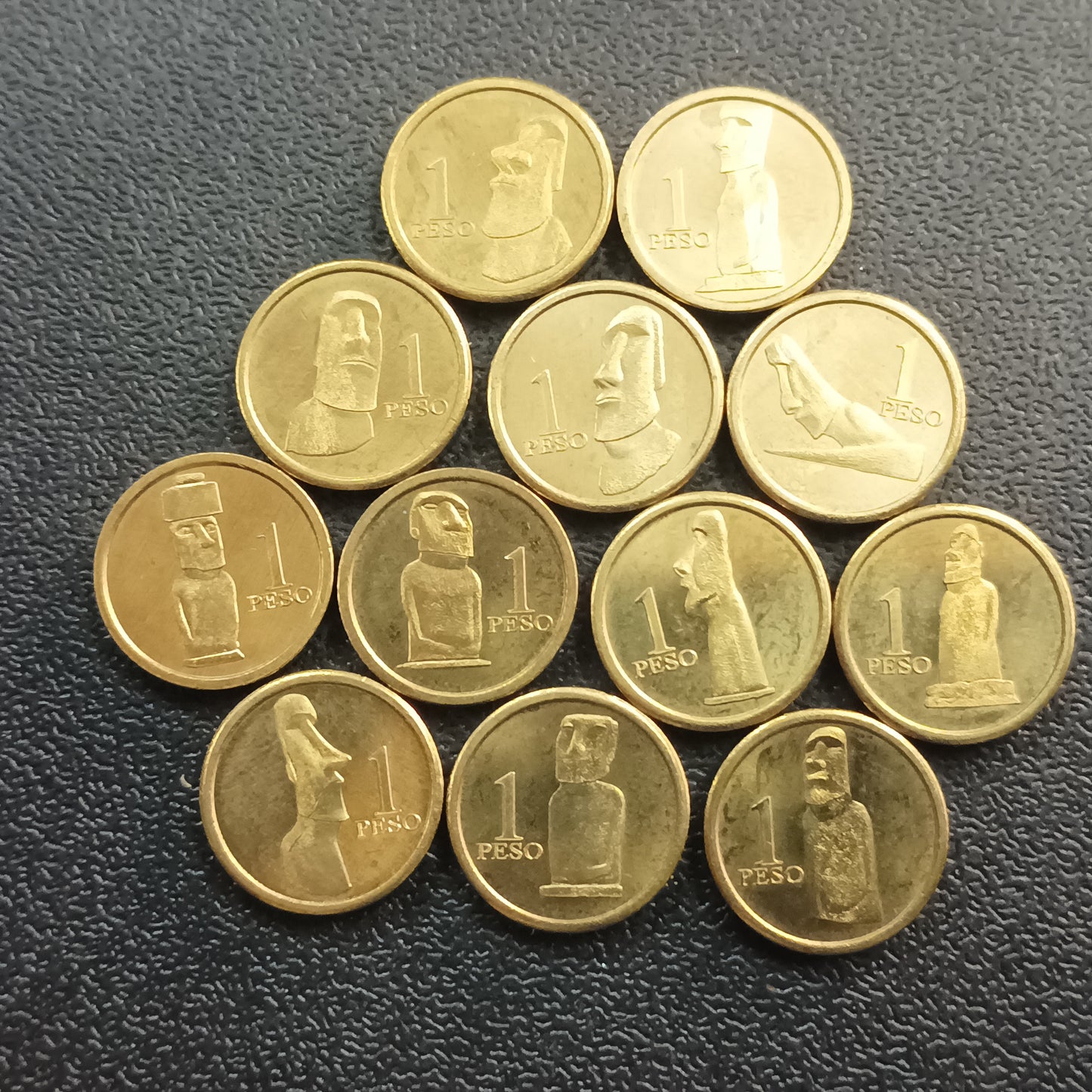 Set of 12 different x 1 Peso 2021 UNC  - Rapa Nui (Easter Islands)