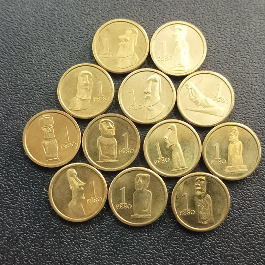 Set of 12 different x 1 Peso 2021 UNC  - Rapa Nui (Easter Islands)