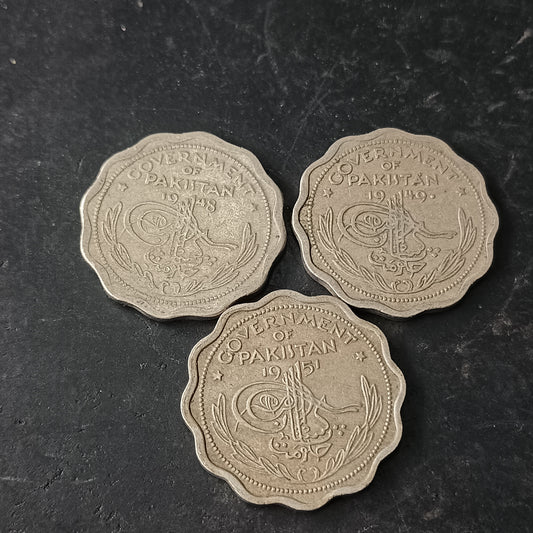 Lot of 3 Coins - 1 Anna  1948/1949/1951 - Pakistan (Ref : AUC1436)