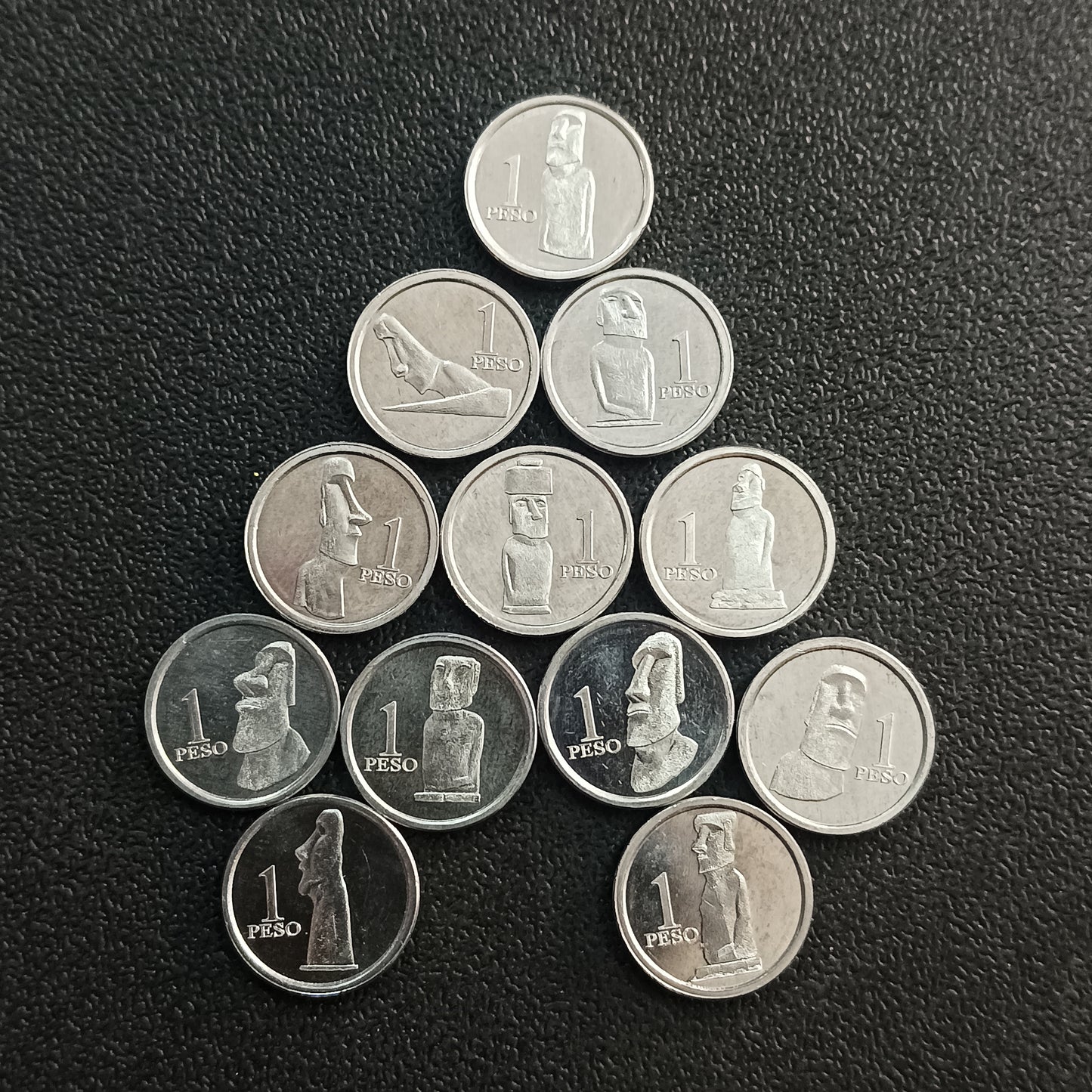 Set of 12 different x 1 Peso 2021 UNC (Aluminum) - Rapa Nui (Easter Islands)