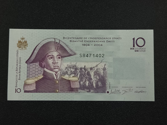 10 Gourdes 2004 UNC (Bicentennial - Independence) - Haiti - Commemorative Issue